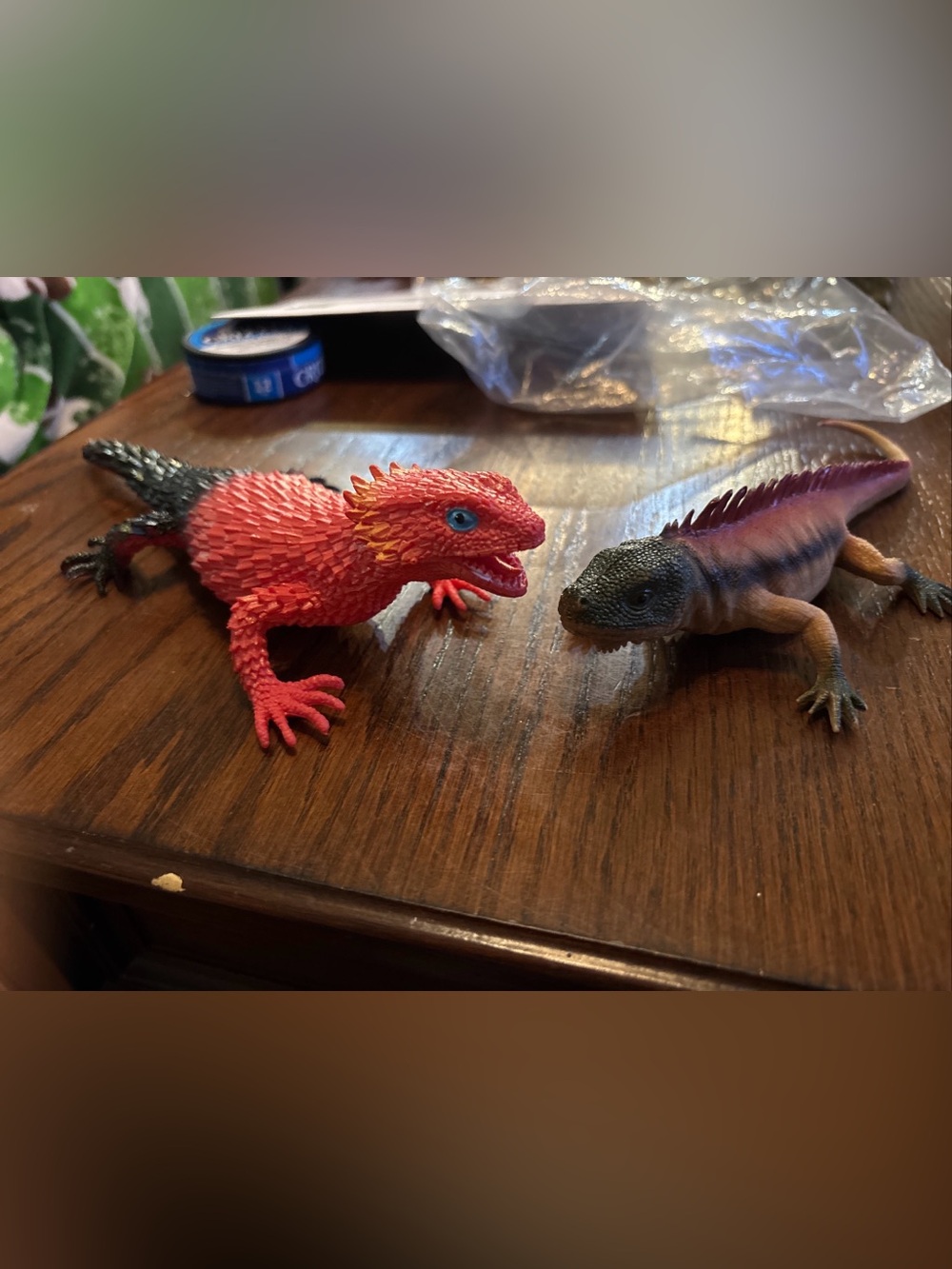 Lot of 2 Large Soft Vinyl Reptile Figures Dimetrodon & Red Lizard Animal Toys